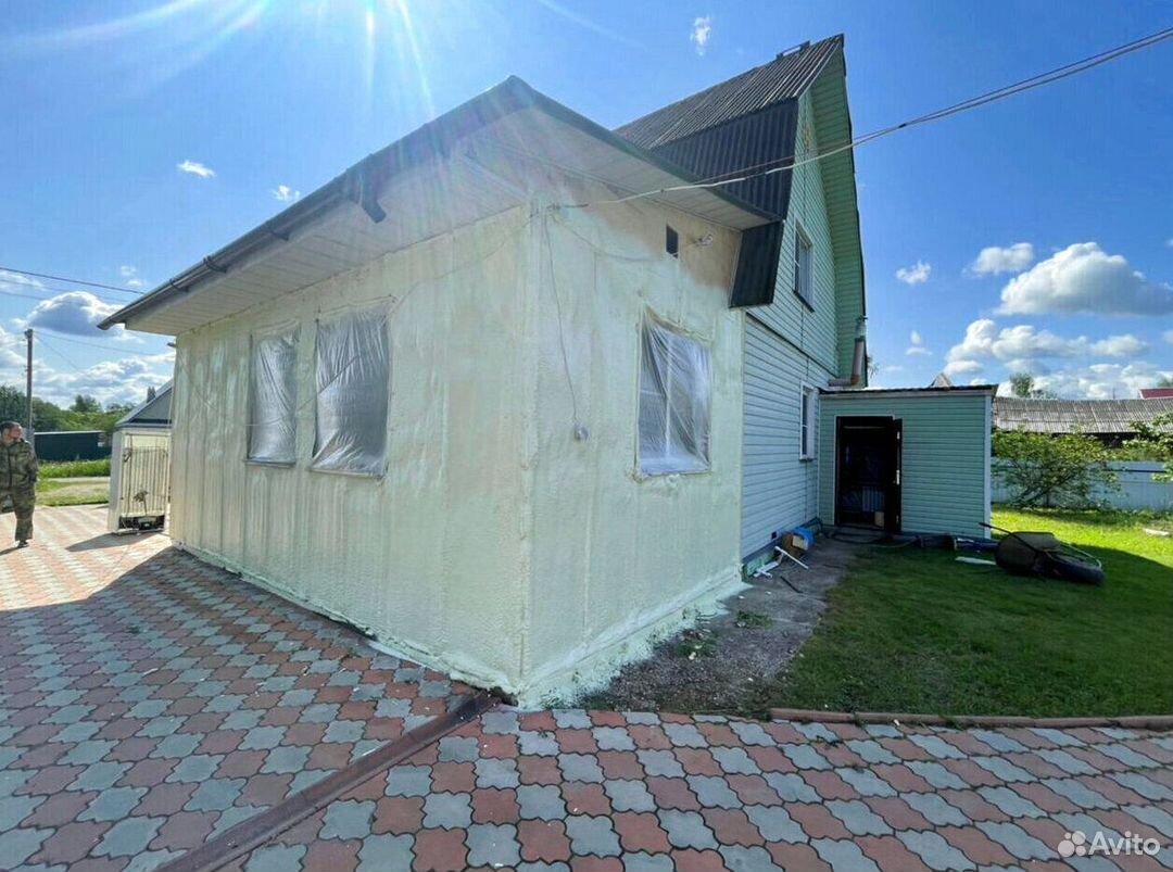 Напыление ППУ на фасад частного дома в Новороссийске